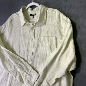 Murano‎  Linen Long Sleeve Button Shirt Men's 2X Green/yellow